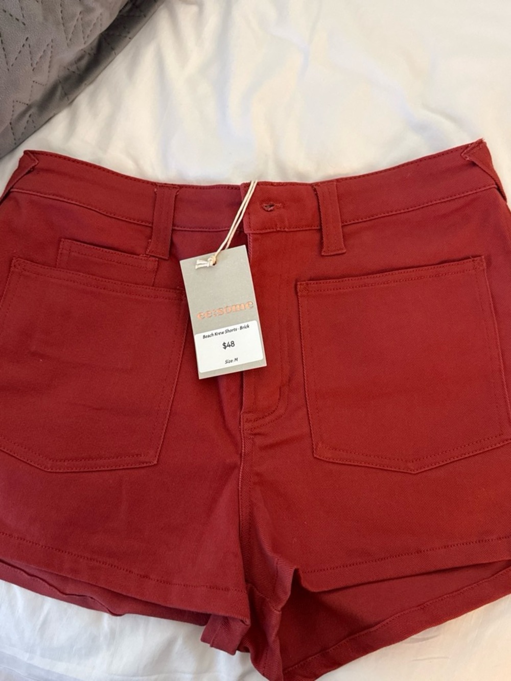 eesome 2” Red High-Waist Front-Pocket Jean Shorts
